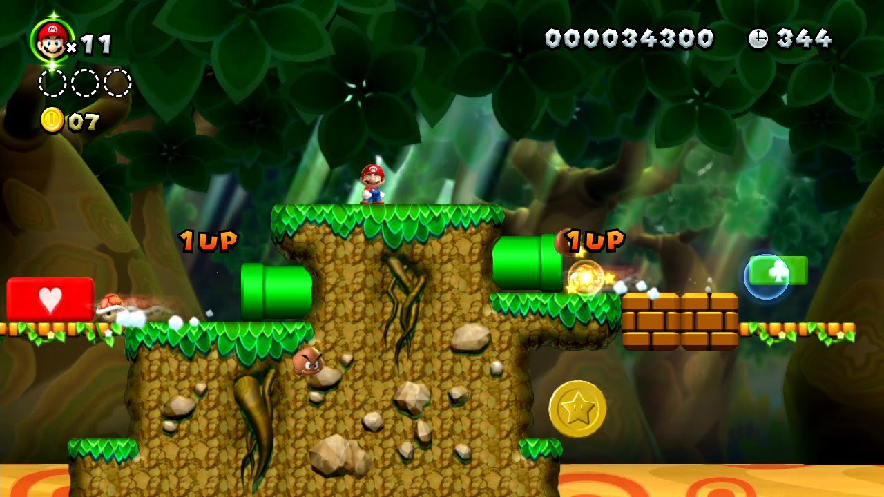 New Super Mario Bros. U - Jungla Sirope-2 - Bloques de ayuda para obtener vidas extra (Wii U)