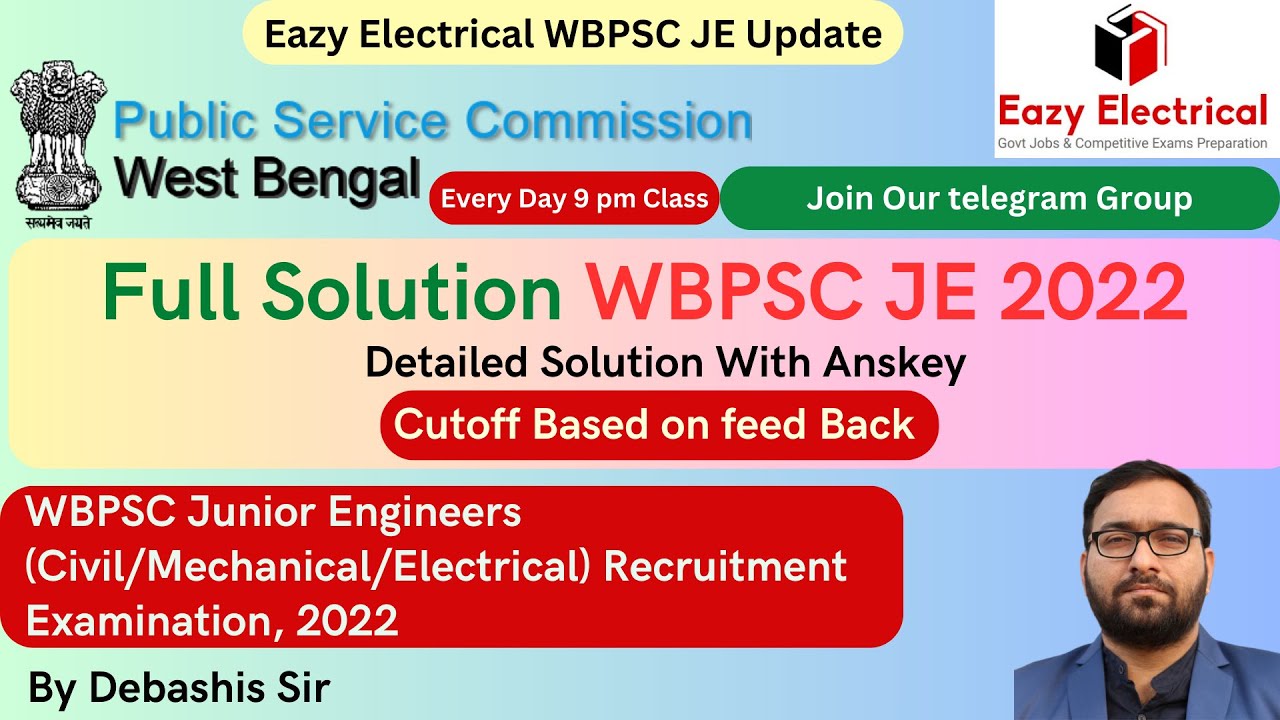 WBPSC JE 2022 Paper Full Solution With Anskey I WBPSC JE Recruitment 2022 I Cutoff Discussion