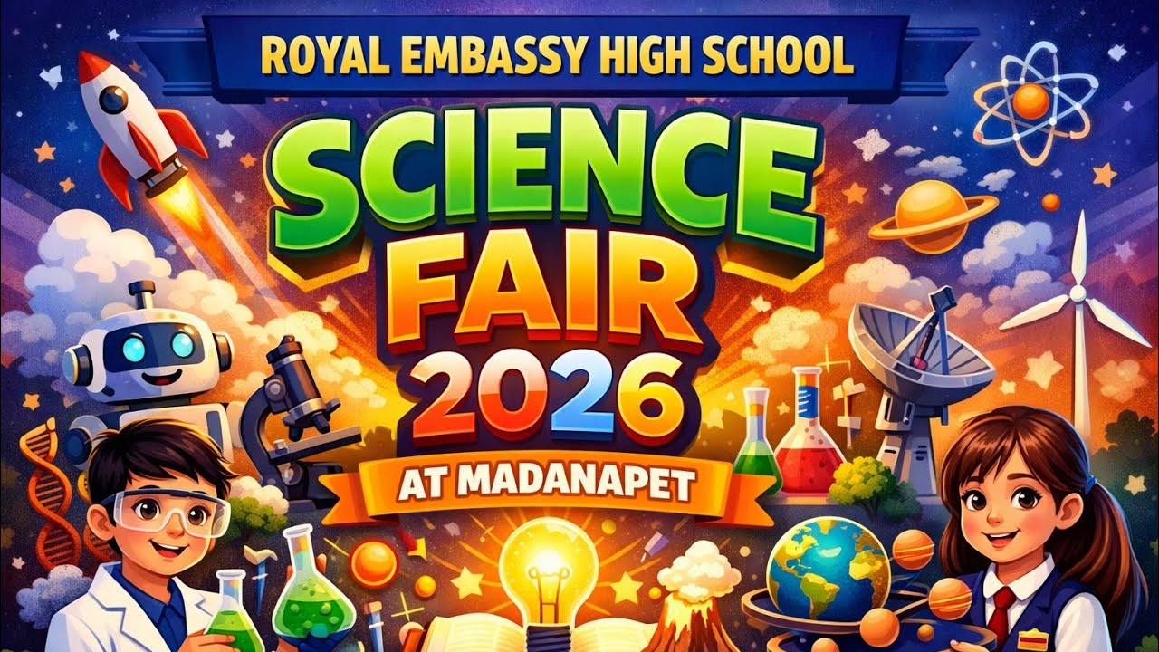 Royal Embassy High School organised science expo 2026 at madanapet