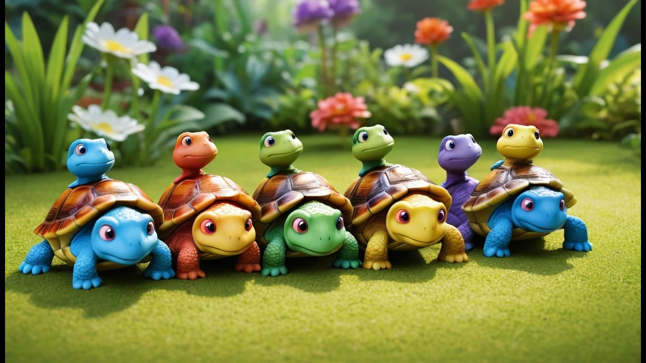 Five Little Turtles Crawl Crawl Crawl | Slow & Steady Counting Song for Kids