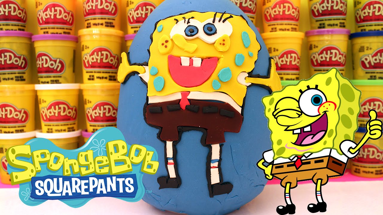 GIANT SPONGEBOB Surprise Egg Play Doh - Shopkins Minions Avengers Marvel Mashems Toys Collector