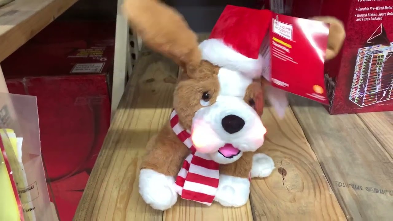 Home Accents Holiday Animated Christmas Plush Santa Swing Long Ear Dog