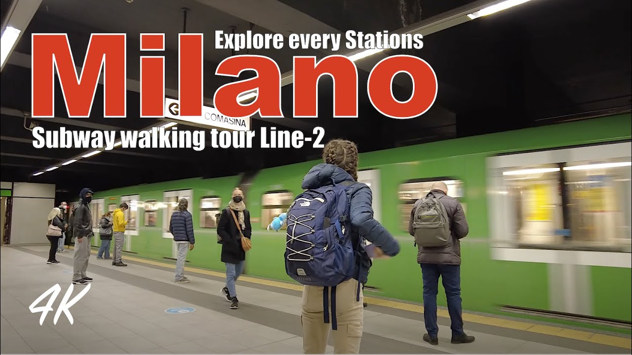 MILANO, ITALY: Walking in Line 2, Metro ride from Centrale - Cascina Gobba, Tourist destinations 4K