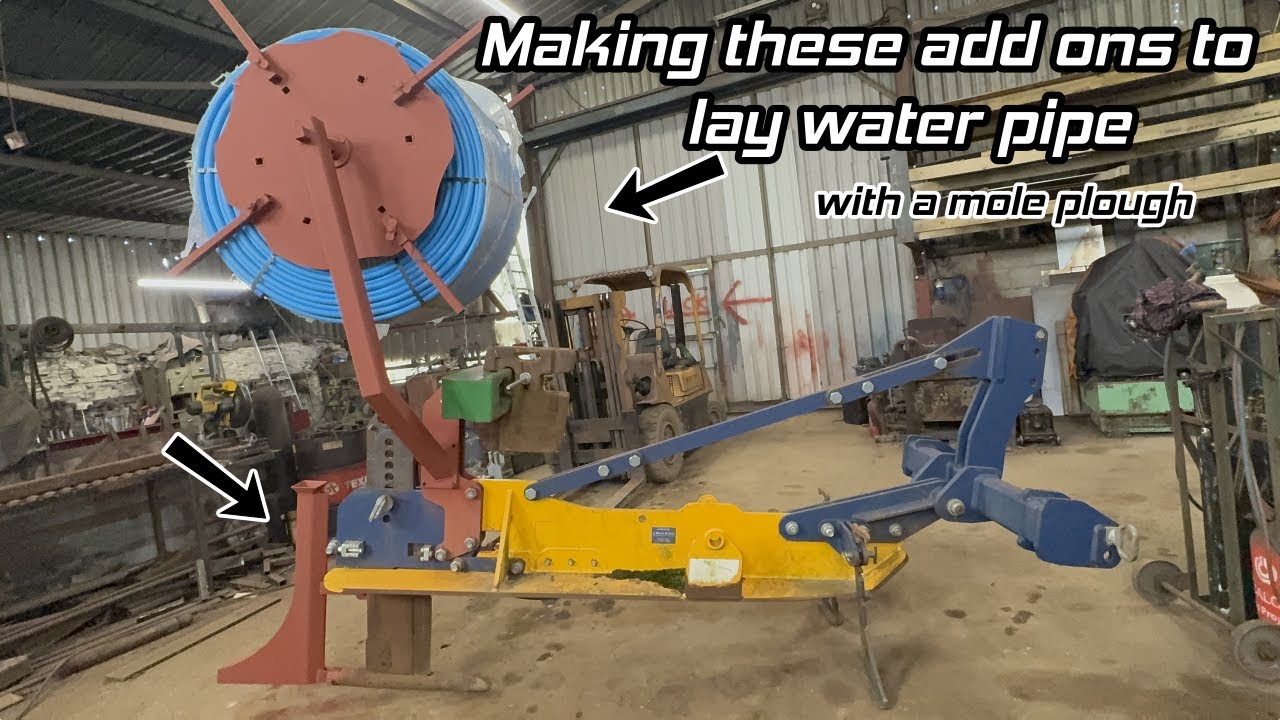Fabricating pipe reel to lay water pipe with mole plough