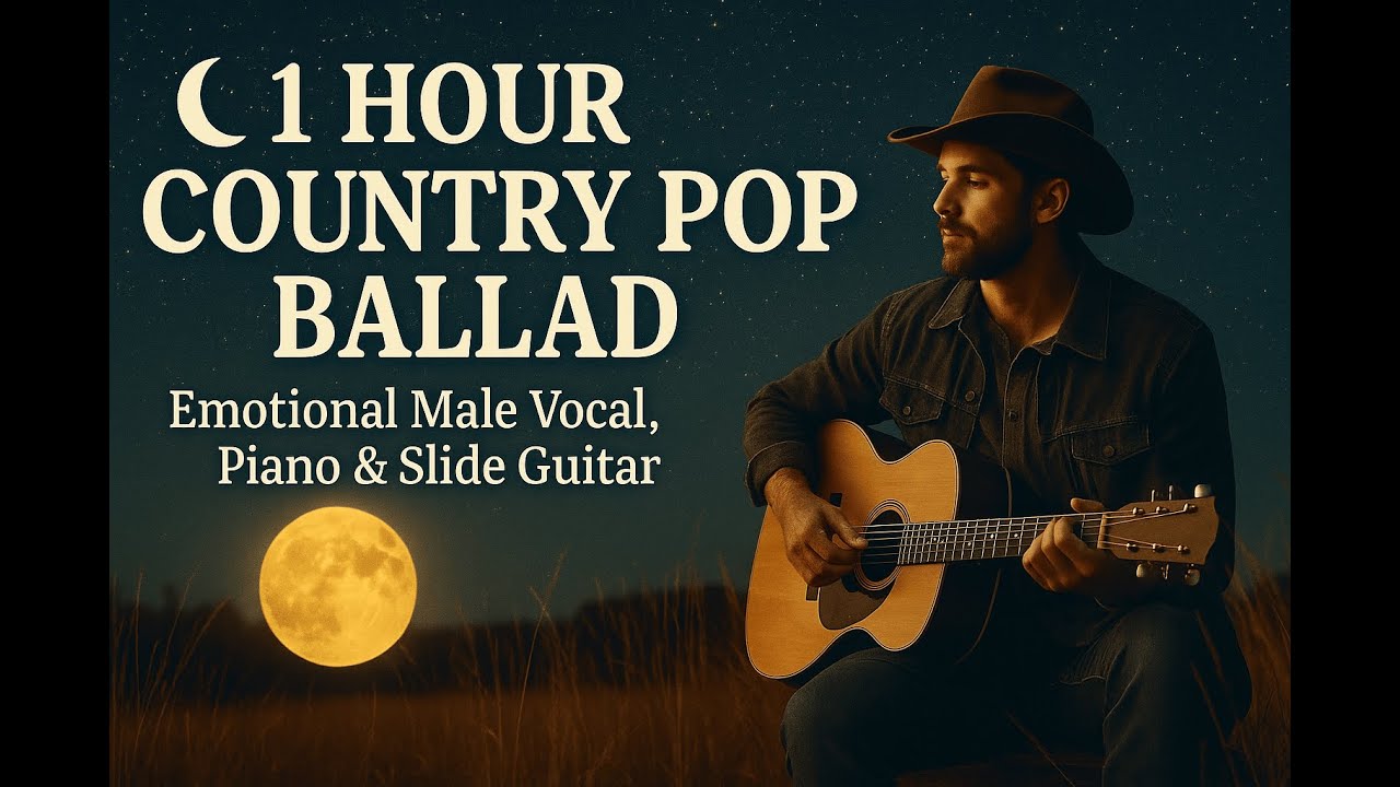 🌙 1 Hour Country Pop Ballad &ndash; Emotional Male Vocal, Piano & Slide Guitar