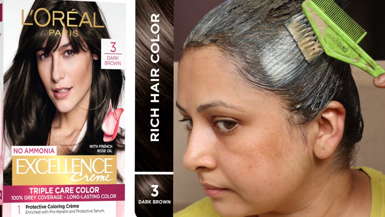 Loreal Paris excellence Hair Color Shade Dark Brown for grey hair at home | Kaur Tips