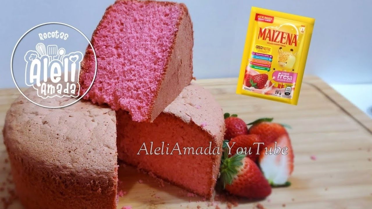 como hacer pan esponja sabor fresa con Maizena® super espojoso maxima absorción de tres leches