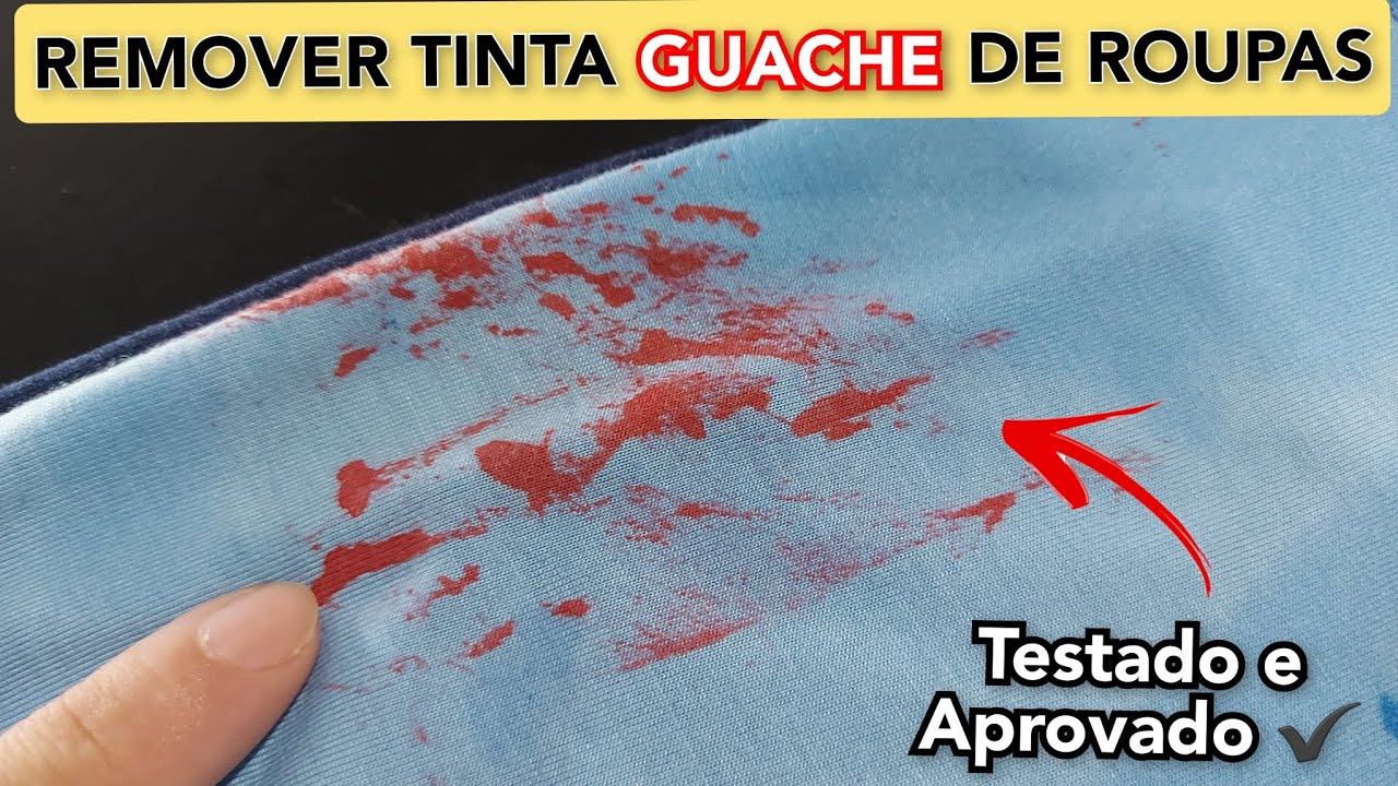 Como REMOVER mancha de TINTA GUACHE de roupas - Testado e Aprovado ✅️