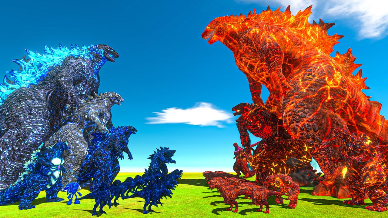 Blue Supercharged Godzilla VS Fire Supercharged Godzilla - ARBS