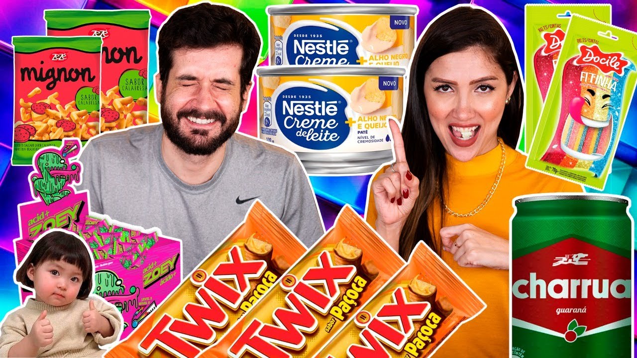 PROVANDO COMIDAS do MERCADO | CREME de LEITE de ALHO, TWIX PAÇOCA, BALAS do CUNHADO e muito mais