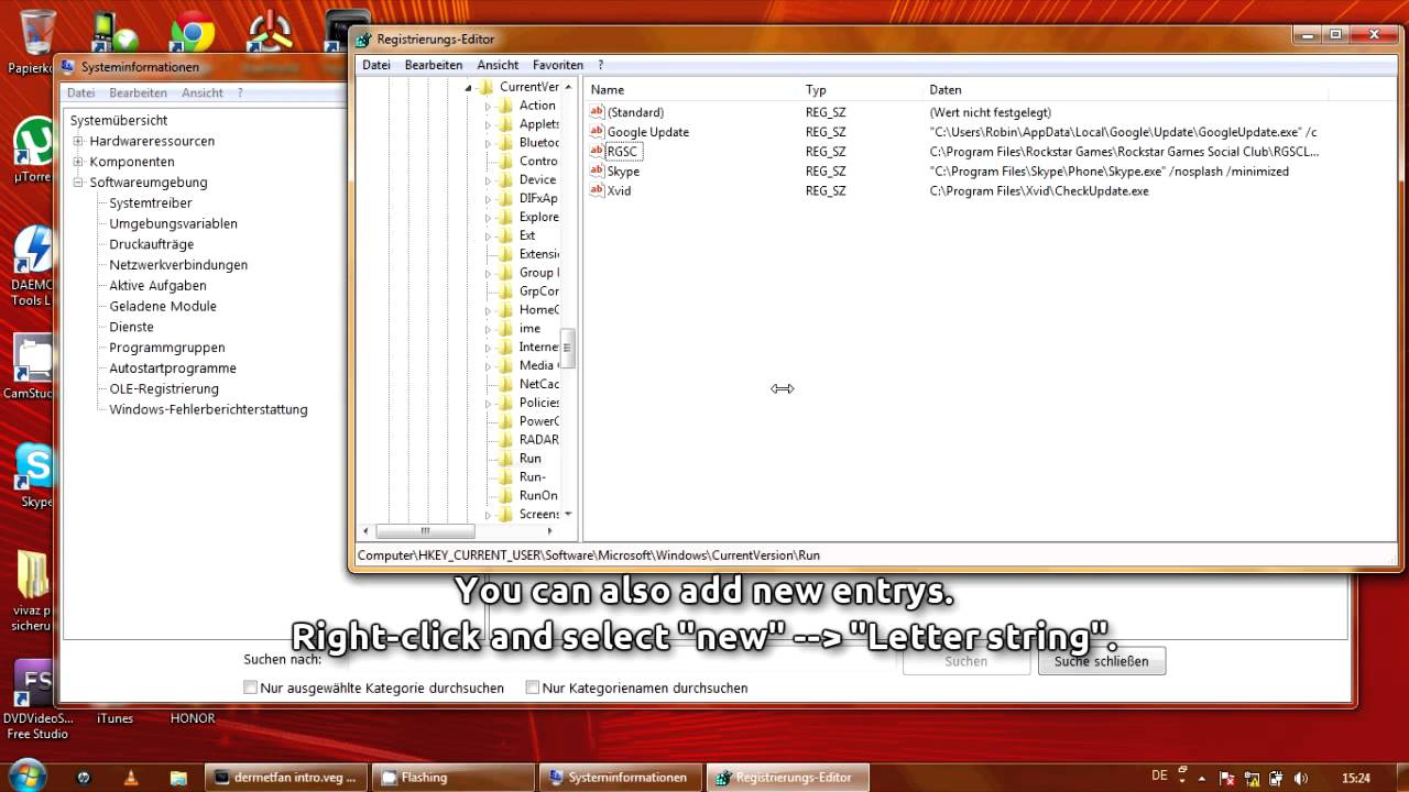 Add/remove autostart applications (Windows 7)