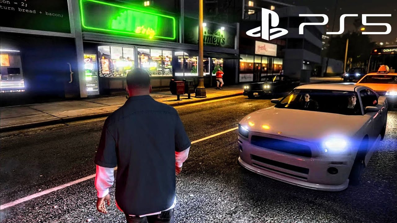 Walking Through Night Streets of Los Santos in GTA V: Ultra-Realistic PS5 RT Graphics Gameplay (4K)