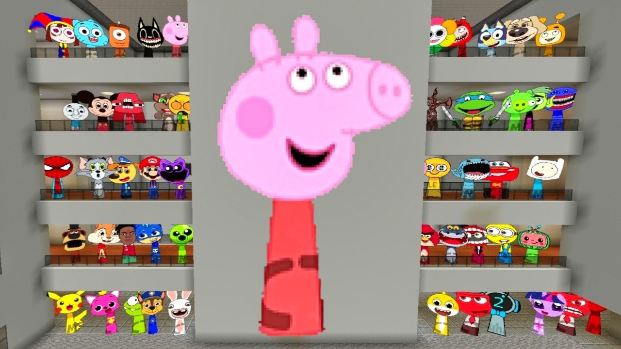 Sprunki OC Peppa Pig added in Liminal Hotel Maze Minecraft PE