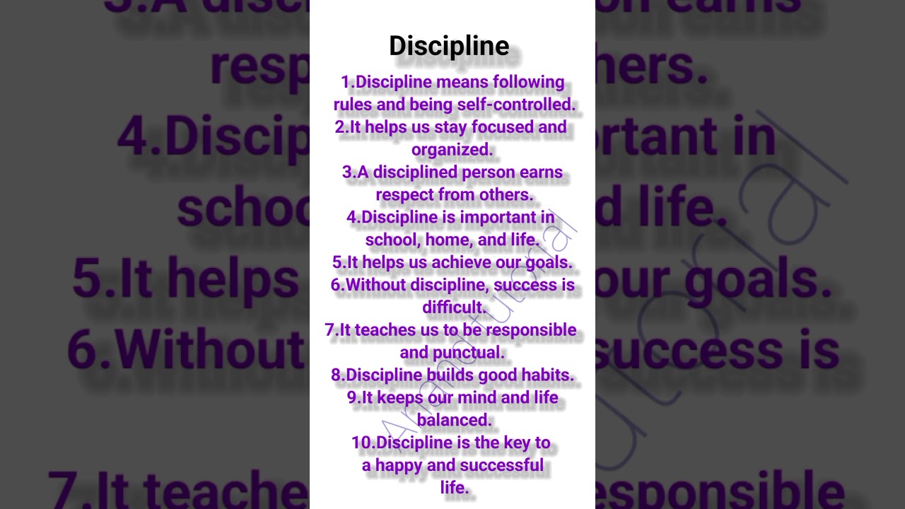 10 lines on Discipline in english ||Discipline essay in english 10 lines ||Essay on Discipline #yt