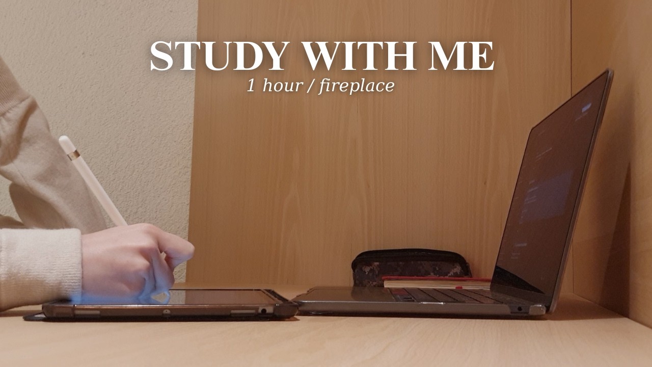 1 HOUR Study With Me | 🪵🔥 fireplace sounds, deep focus