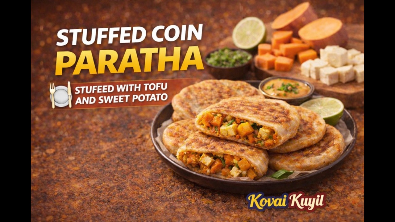 Healthy & Crispy Coin Paratha – Secret Tofu I Sweet Potato Stuffing I #coinparatha #healthybreakfast