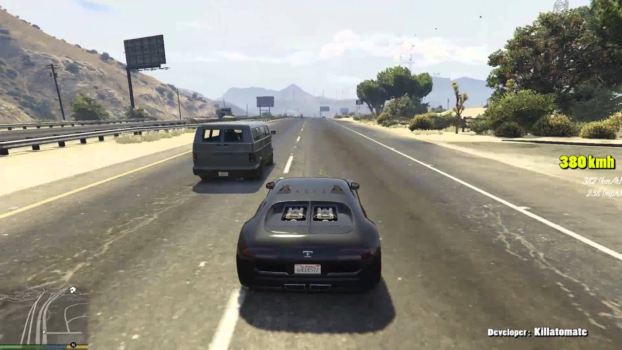 GTA V: Driving 415 kmh with Realistic Physics (Bugatti Veyron, Realistic Driving mod)