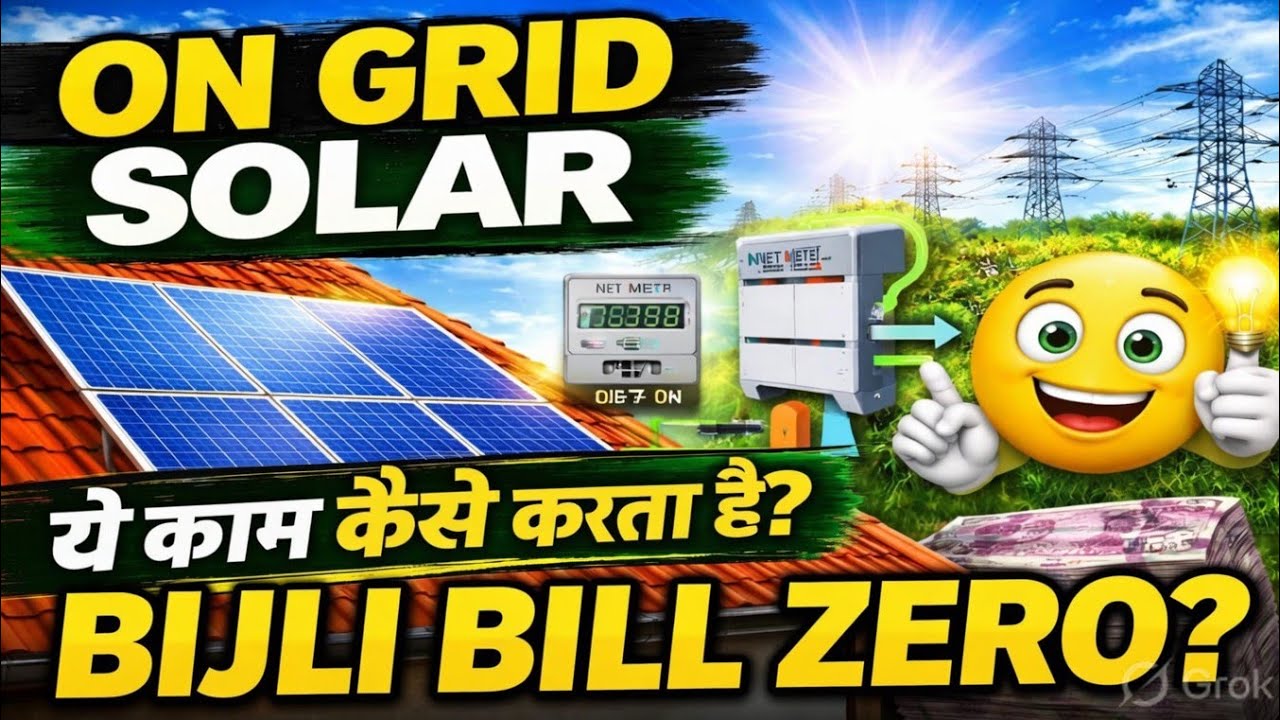 On Grid Solar System Kaise Kaam Karta Hai? | Bijli Bill Zero Kaise Kare 2026 ⚡ Solar Full Guide