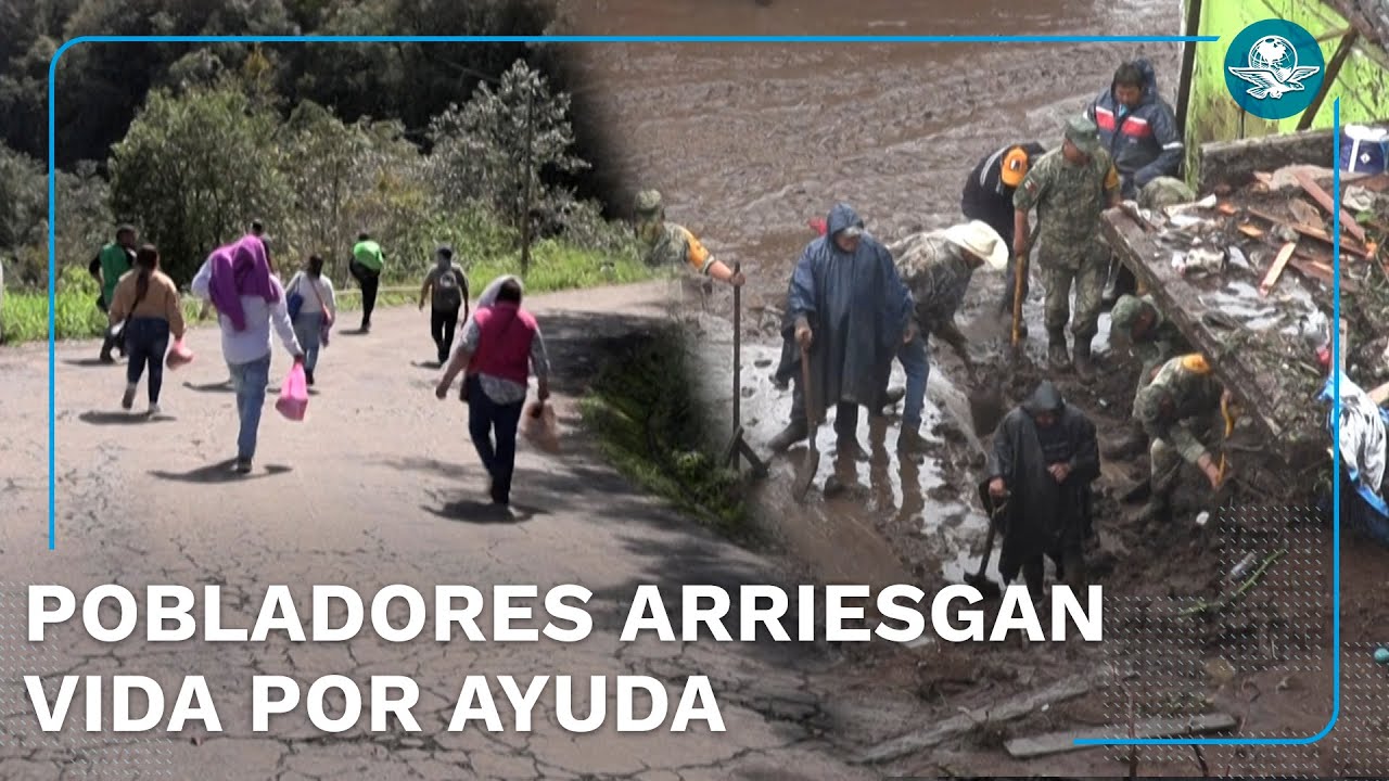 Afectados por inundaciones caminan durante horas buscando suministros ante la escasez
