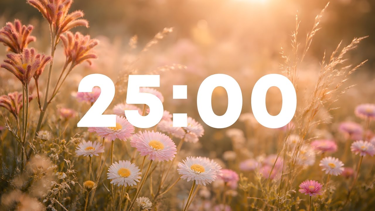 25 Minute Pomodoro Study Timer with Guitar & Piano Music | Study Flow