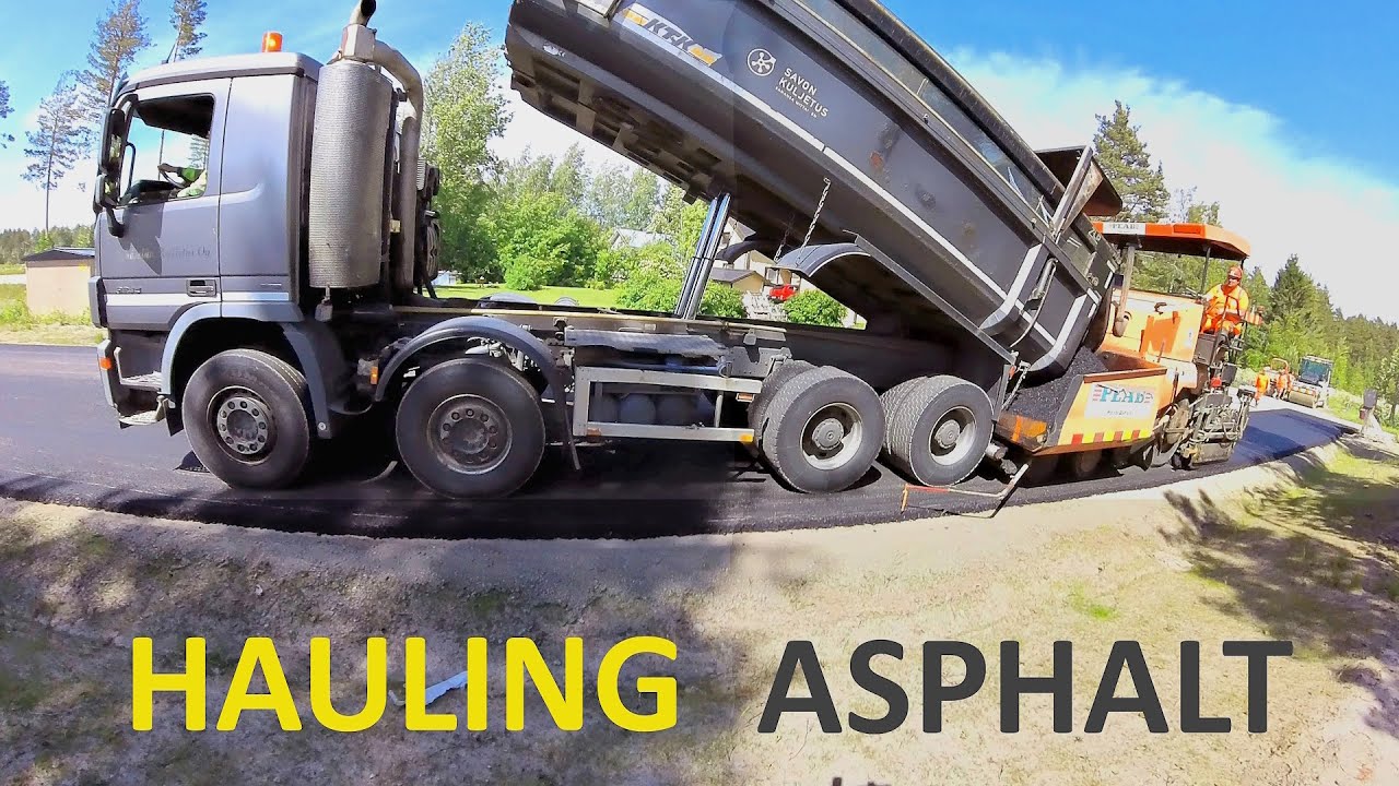 Hauling Asphalt with a transfer dump truck