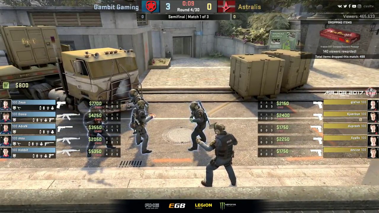 Gambit vs Astralis, map 1 overpass, PGL Major Krak&oacute;w 2017