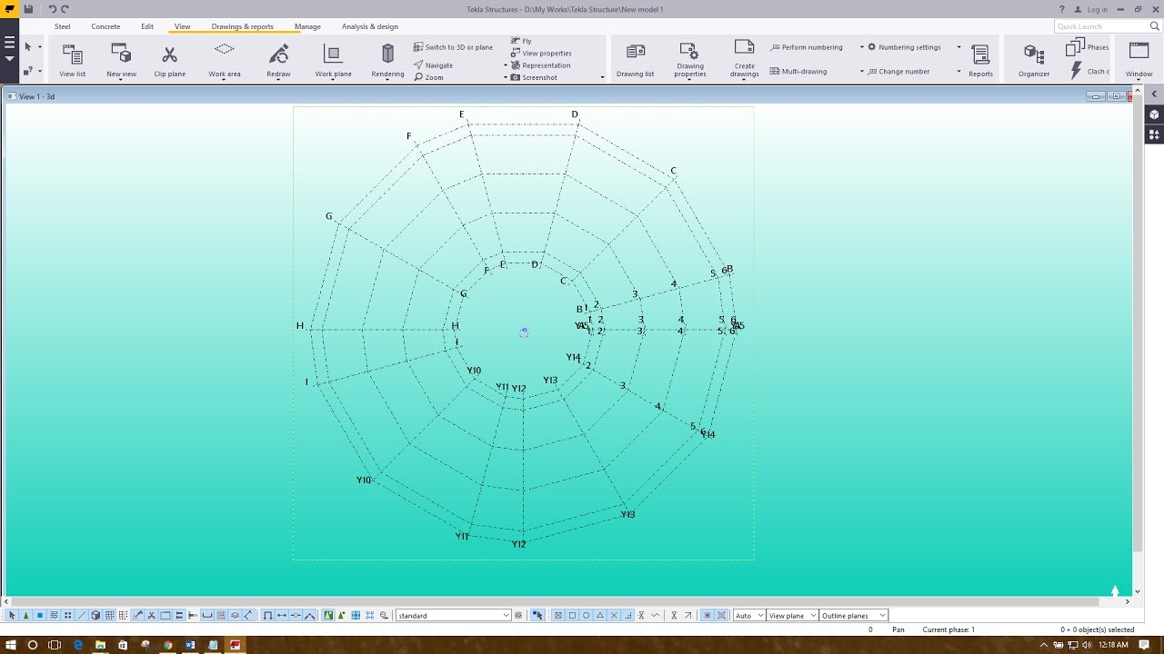 3. Basic of Tekla Structures 2016: Creating Rectangular & Circular Grids