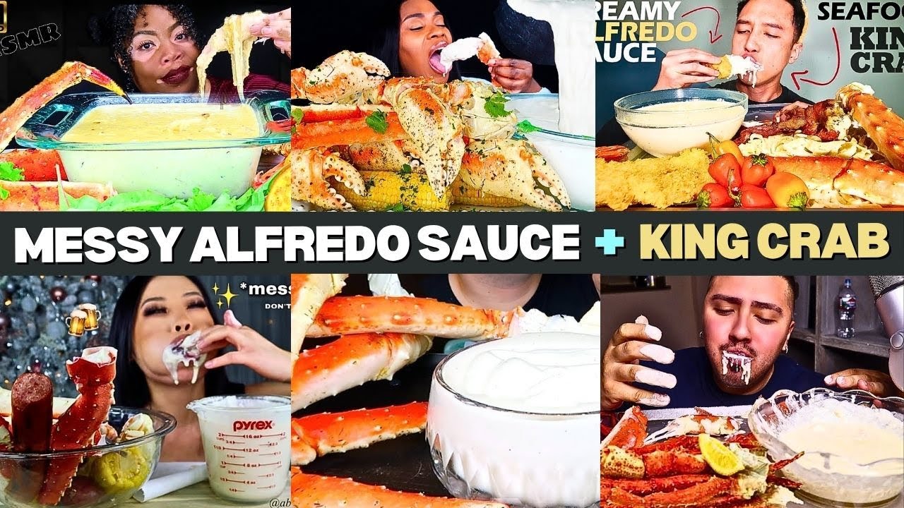 ⚠️ MESSY EATING • KING CRAB LEGS VS. ALFREDO SAUCE 🦞 | SEAFOOD BOIL ASMR | MUKBANG COMPILATION