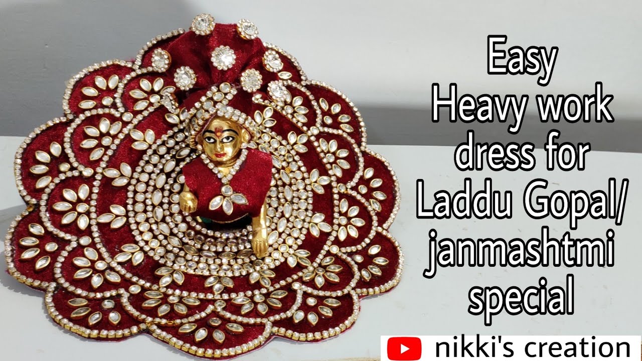 No sew Laddu gopal heavy work kundan dress with matching mukut/ Janmashtami  special poshak