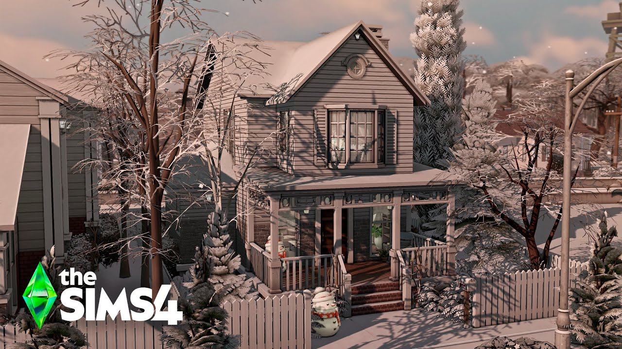 TINY WINTER HOUSE - Winter Street #2 - Relaxing Speed Build - ASMR| The Sims 4 - no cc.