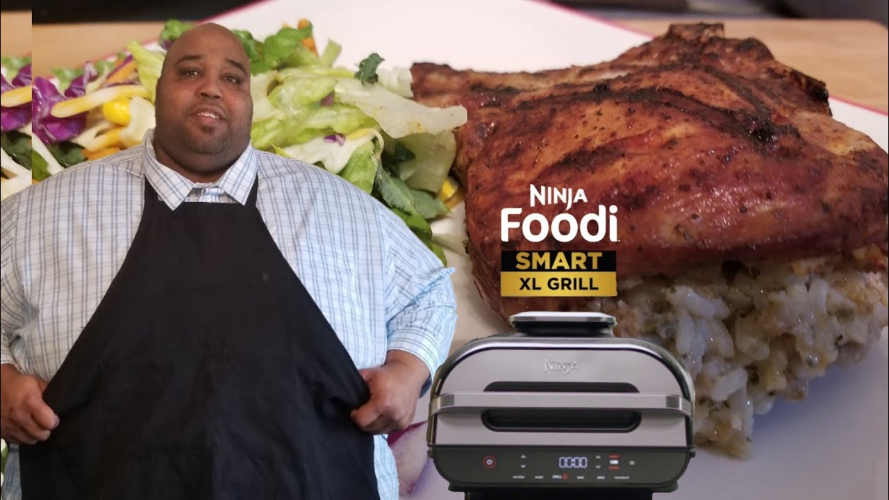 Cajun Stuffed Pork Chops in a Air Fryer Grill | Ninja Foodi XL Grill Recipes