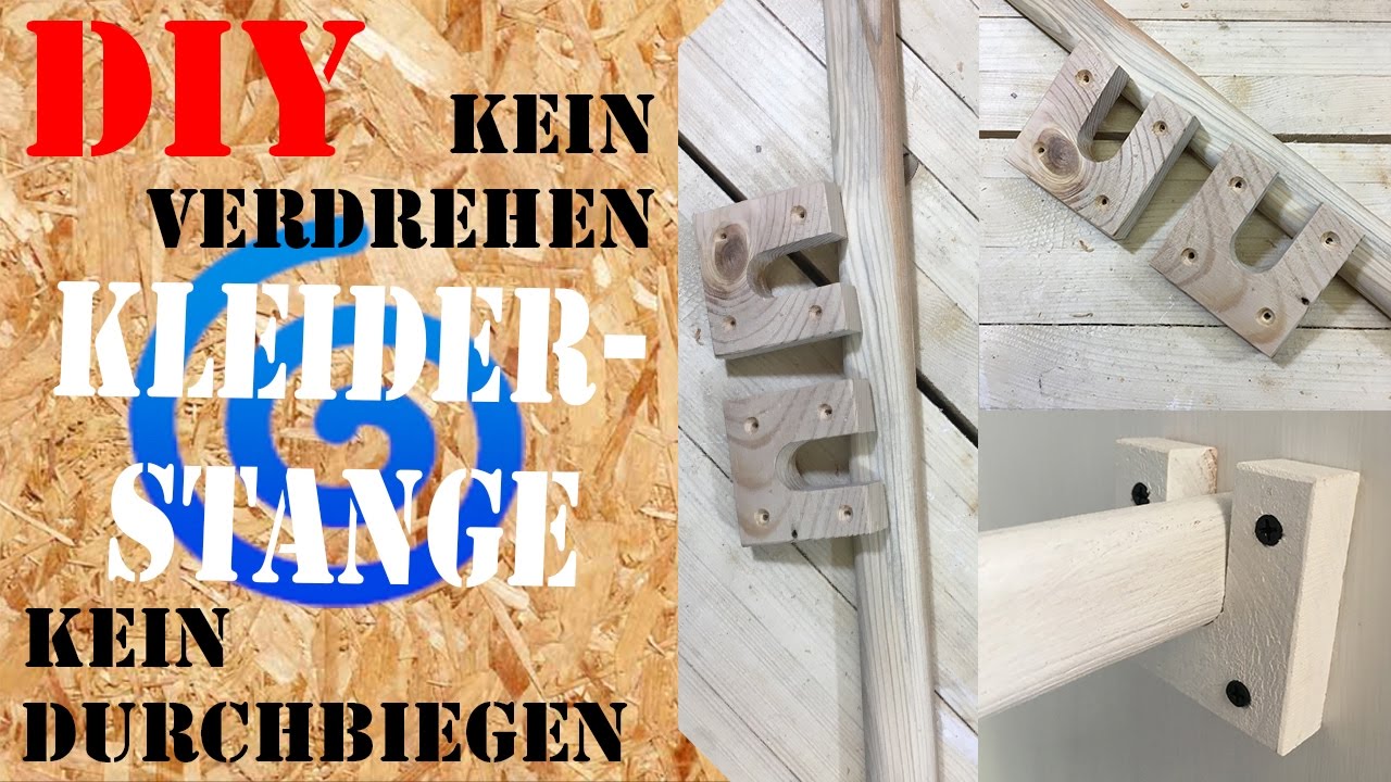 Kleiderstange Garderobenstange selber machen aus Palettenholz selber machen Garderobe Stange Holz