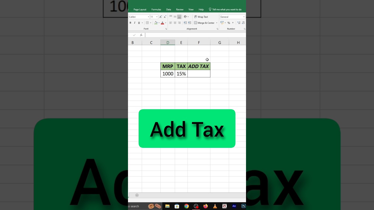 Calculate Tax in Excel #shorts #ytshorts #exceltech #excellearning