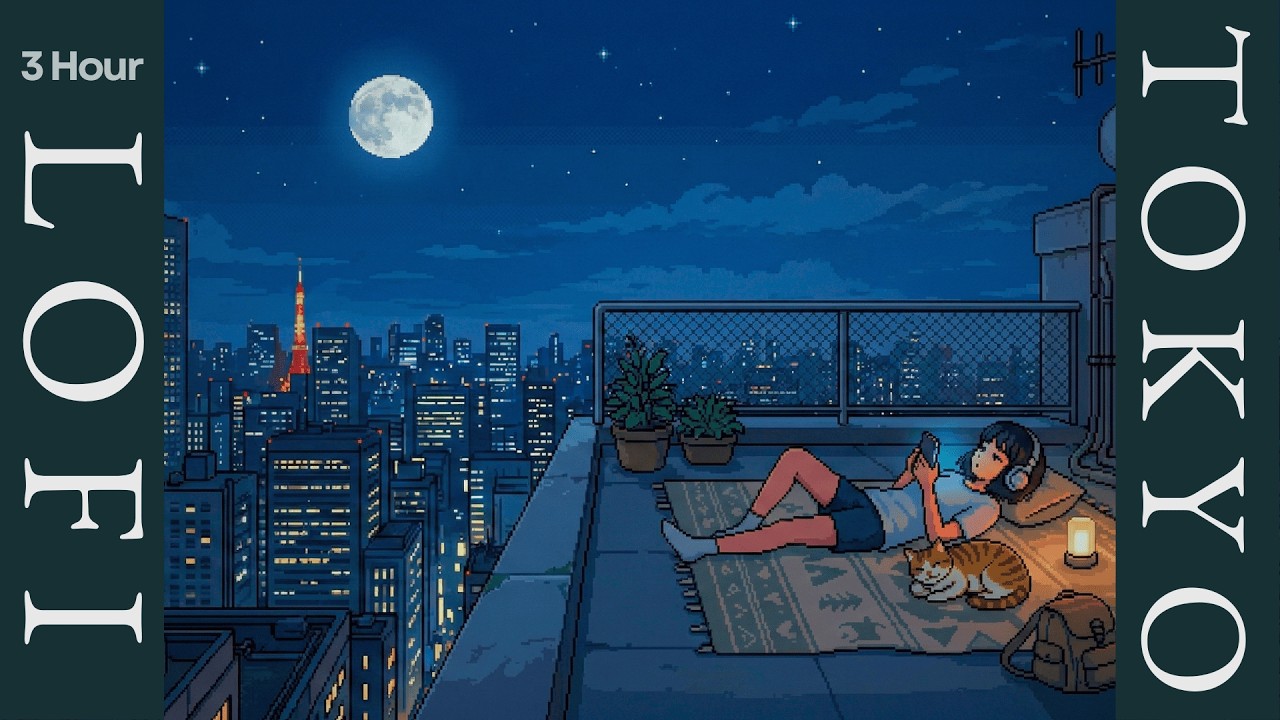 Tokyo Rooftop Lofi 🎧️ | City Night Stillness