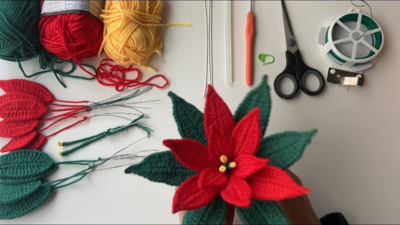 Crochet Christmas flower ✨🔔Flor Natalina em crochê passo a passo ✨🌺 Pte 3 