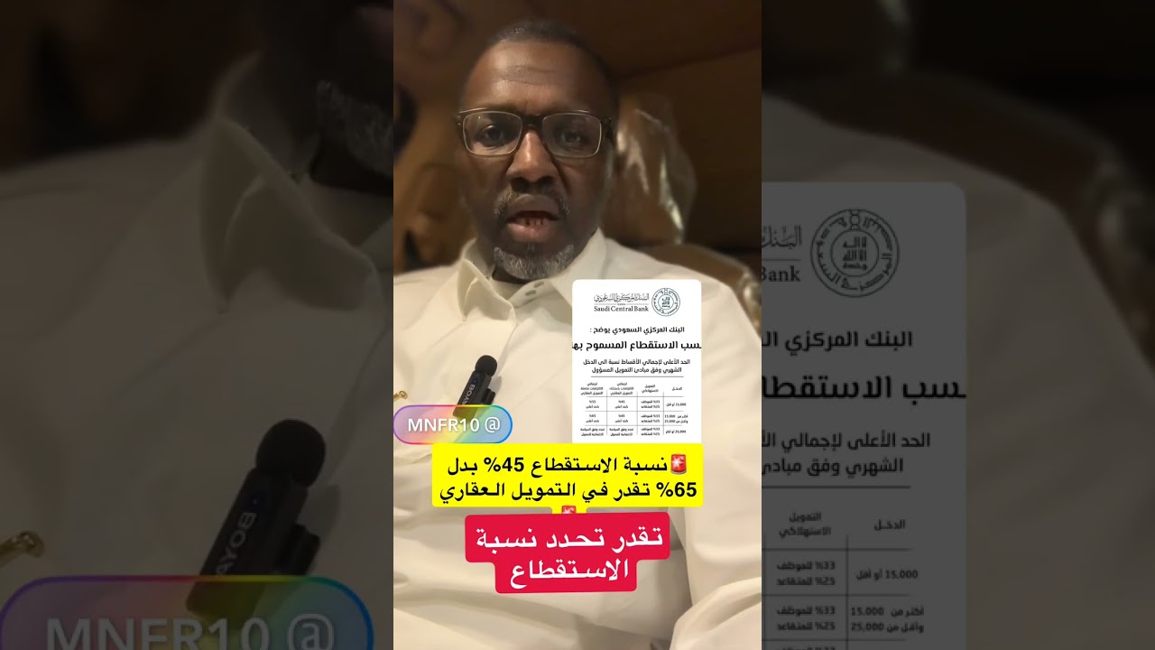 تقدر تغير نسبة الاستقطاع من 65% إلى 45% في التمويل العقاري