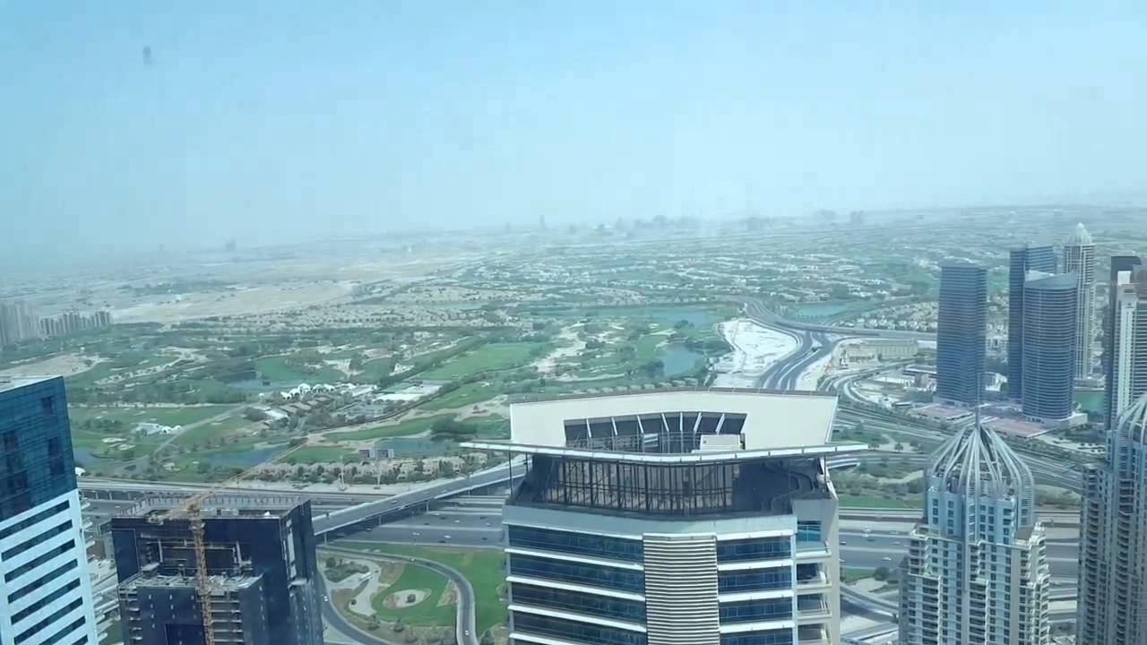 Amazing views of Dubai Marina, Emirates Golf Course, from 69th floor Torch Tower