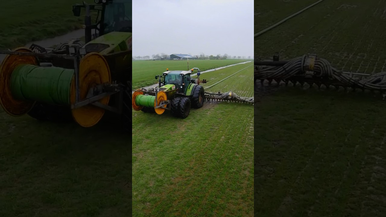 Sleepslang bemesten onder extreem natte omstandigheden. Volledige video⬆️ #claas #arion #mestrijden