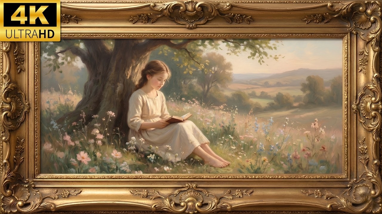 4K UHD Vintage Beautiful Spring Landscape Painting | Gold Frame TV Art | Art Screensaver