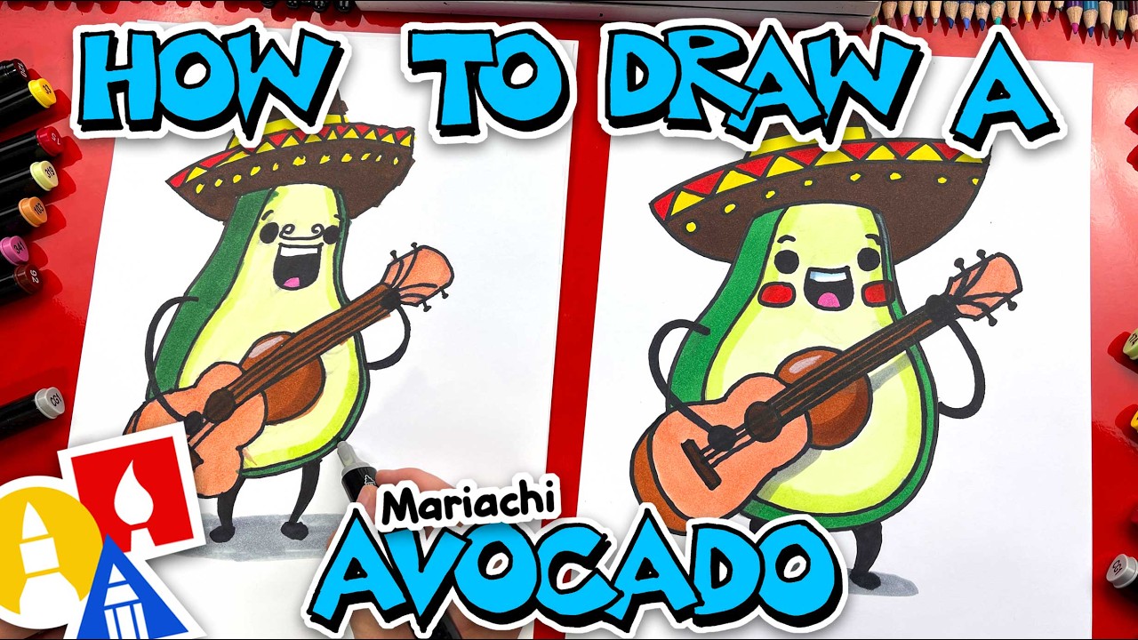 How To Draw A Funny Avocado Mariachi