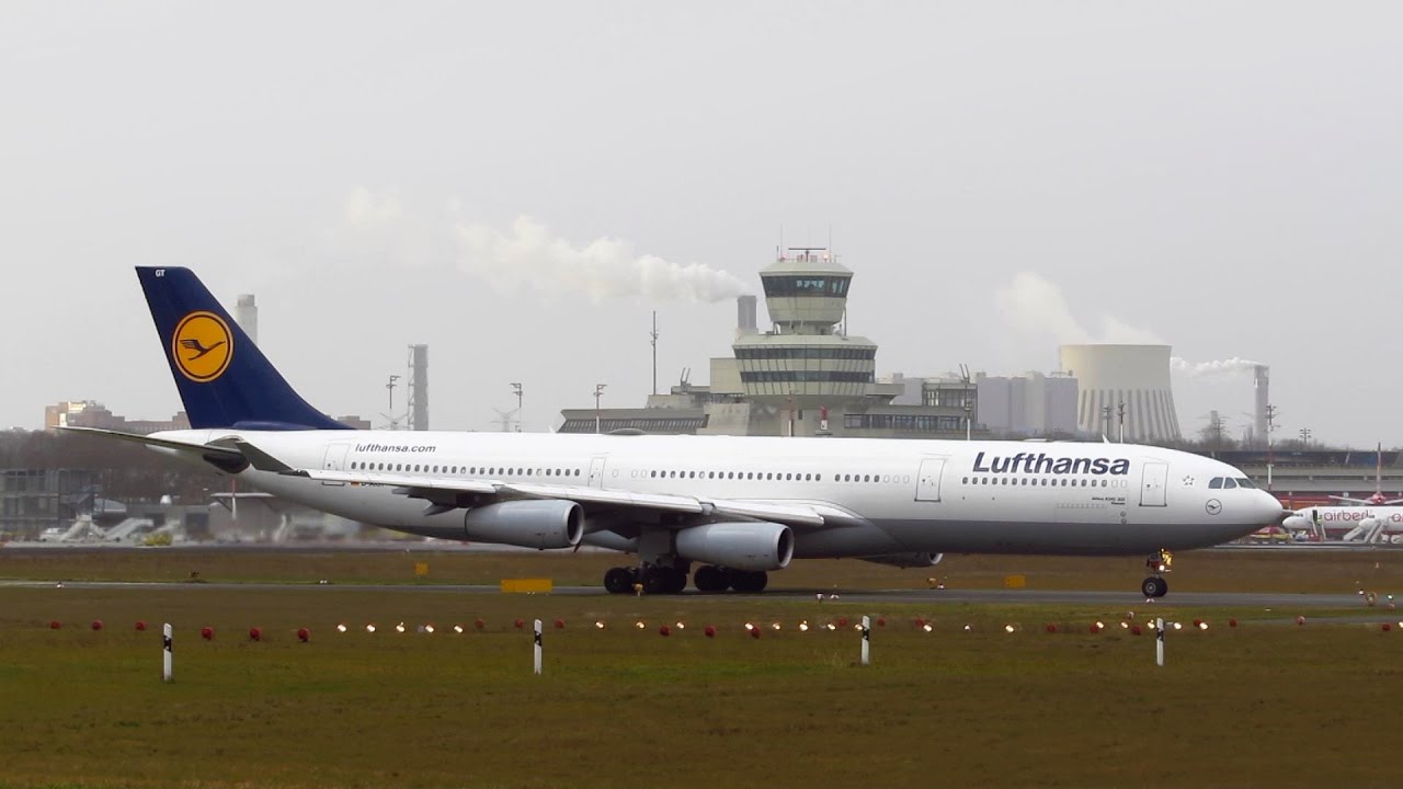 Lufthansa Airbus A340-300 [D-AIGT] Takeoff from Berlin Tegel Airport (TXL) [Full HD]
