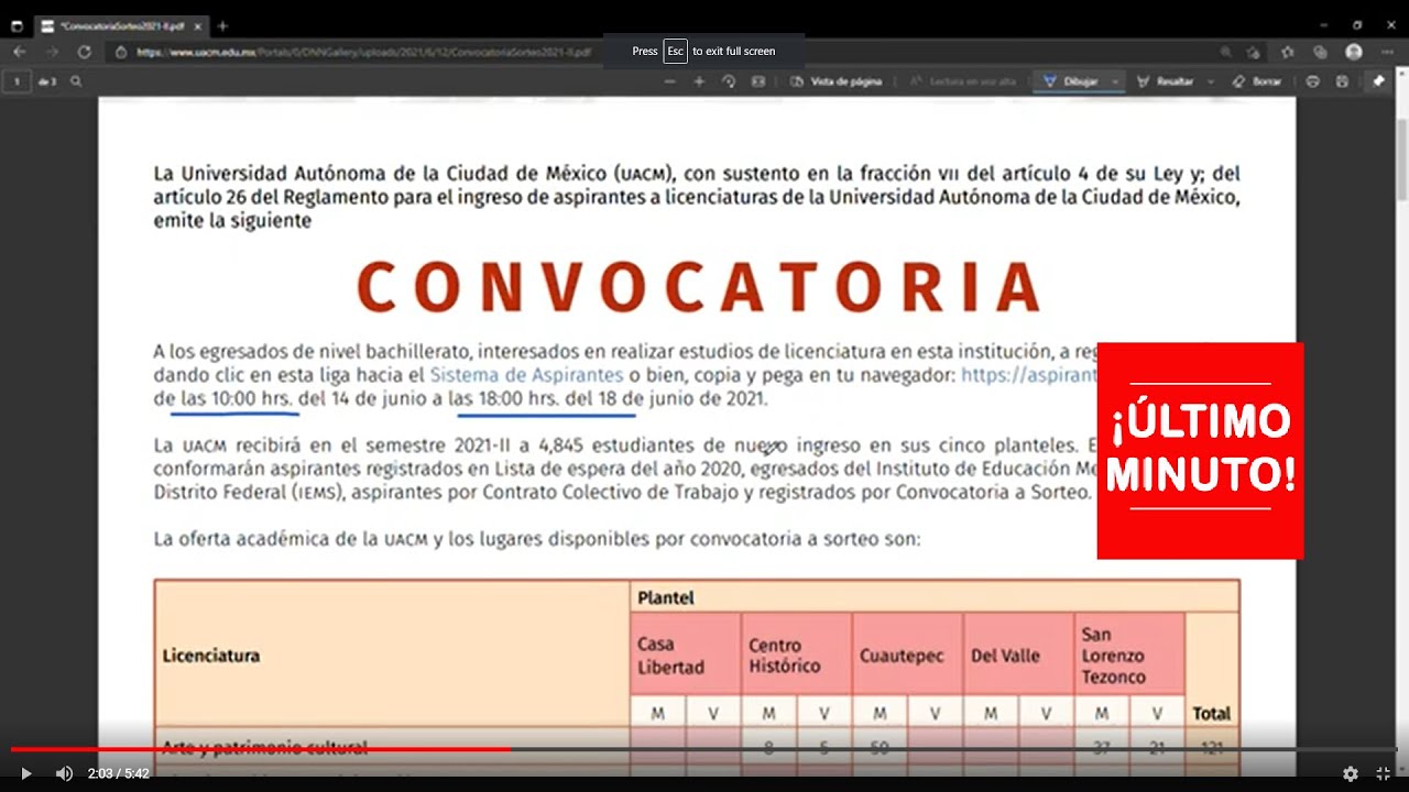 ÚLTIMA HORA CONVOCATORIA UACM¡¡ TODO LO QUE TIENES QUE SABER