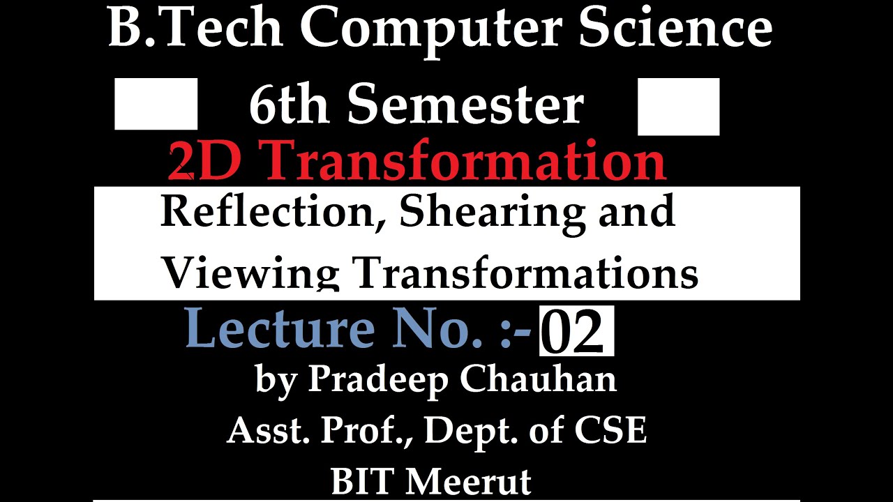 2D Transformation, Reflection, Shearing, Viewing Transformations
