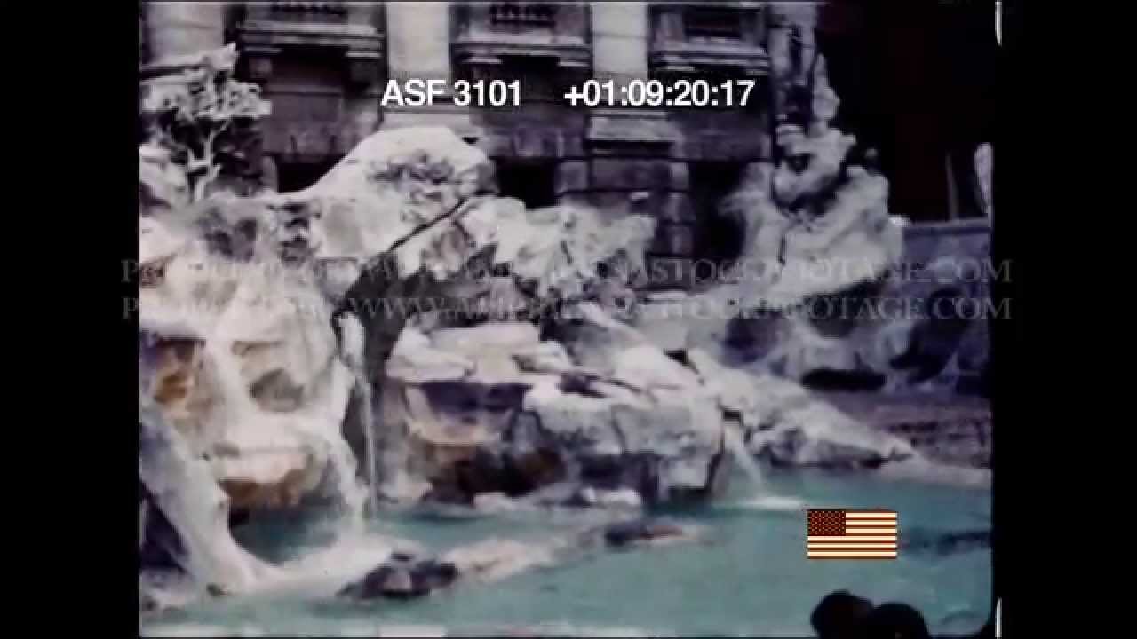 HD STOCK FOOTAGE -  TREVI FOUNTAIN 1960 ROME, ITALY CLIP #2