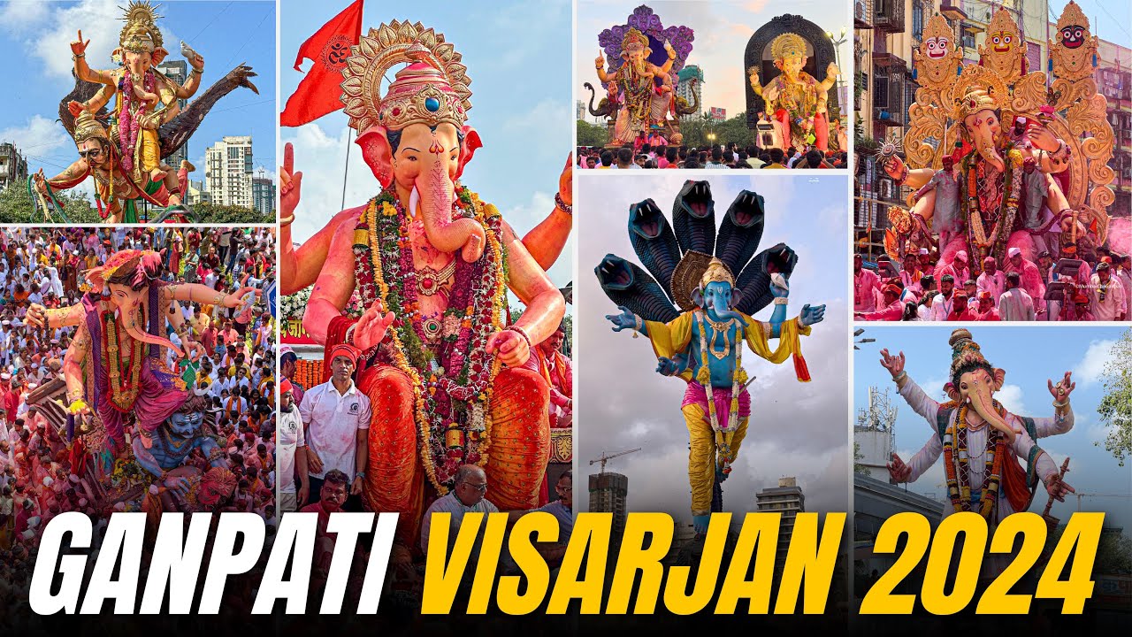 Mumbai's Best Ganpati Visarjan at Girgaon Chowpatty 2024 |  Biggest Ganpati Visarjan in Mumbai