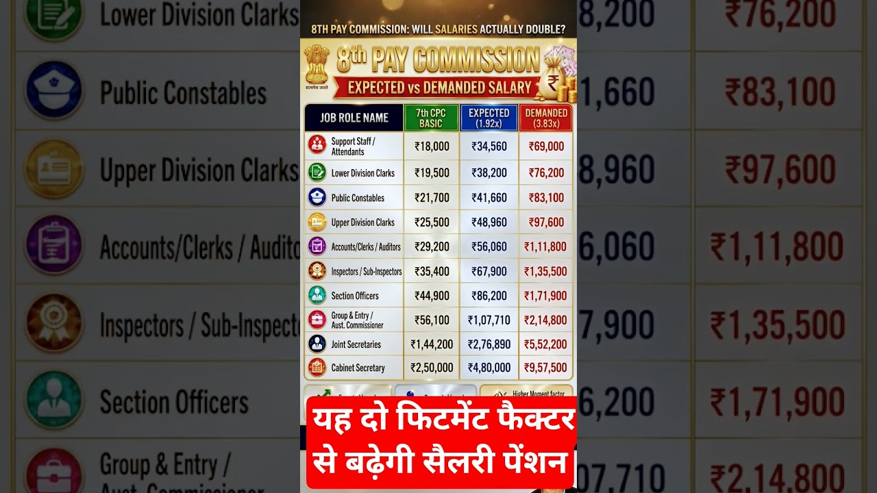 minimum aur maximum salary होगी सैलरी 8th CPC 3.83, 1.92 final 💸new update! 😱✅💸 #Shorts#salery