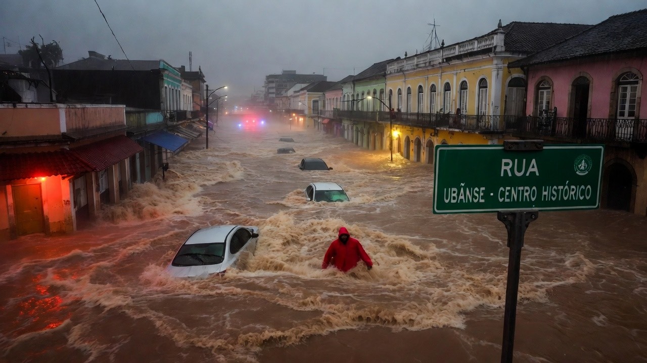ENCHENTE APOCAL&Iacute;PTICA em Ub&aacute; MG! Rio Transborda e Cidade SUBMERGE - 11 Mortos CHOCANTE!