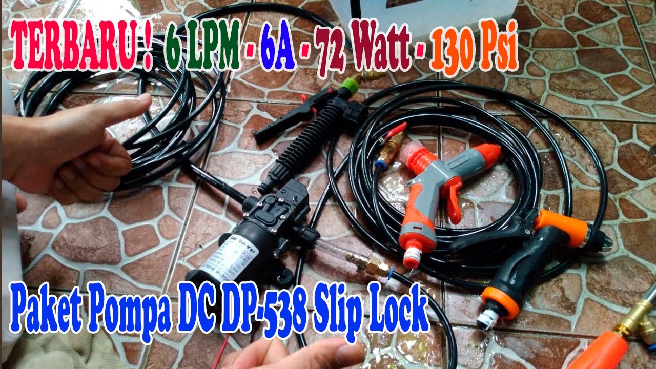 Pompa DC DP-538 Terbaru 6LPM 6A 72Watt Model Slip Lock Selang PU Praktis Mantab
