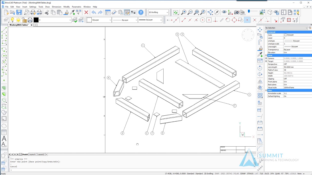 Tables - BricsCAD