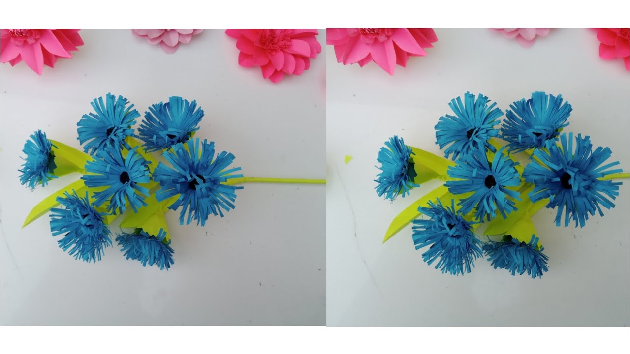 *Blue Fringe Flowers | DIY Spiky Paper Bloom Bunch